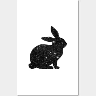 Black Faux Glitter Easter Bunny Posters and Art